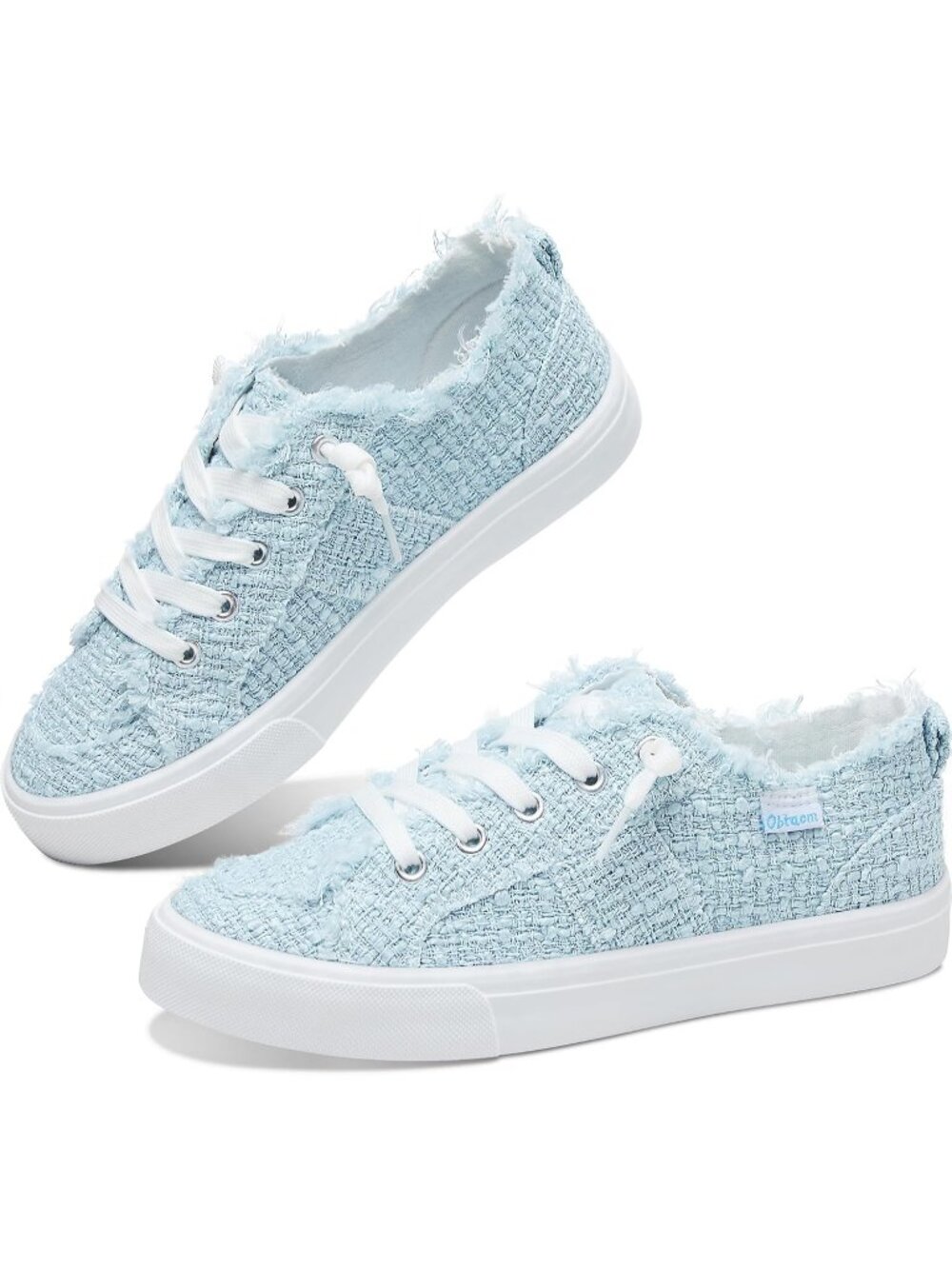 Womens Light Blue Canvas Play Sneaker Canvas Slip On Shoes Fashion Sneaker